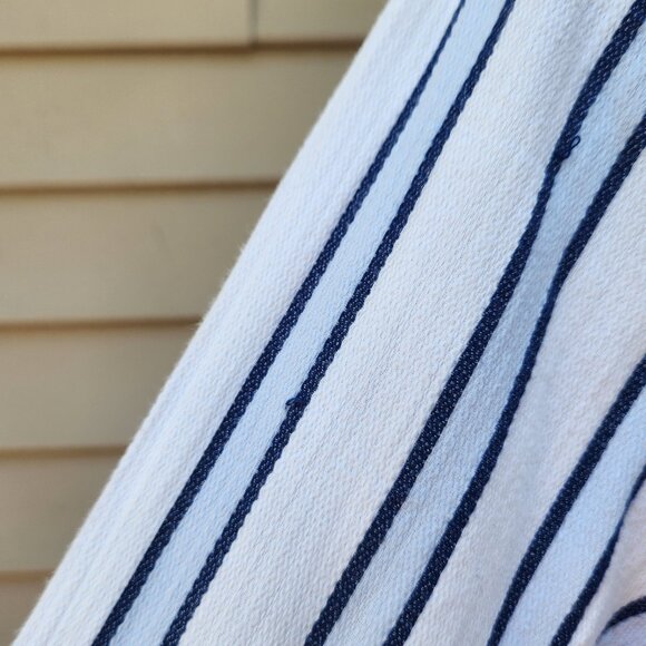 Liz Claiborne Striped Button-Up Blouse White Blue Pocket Square Cotton Blend - Picture 7 of 16